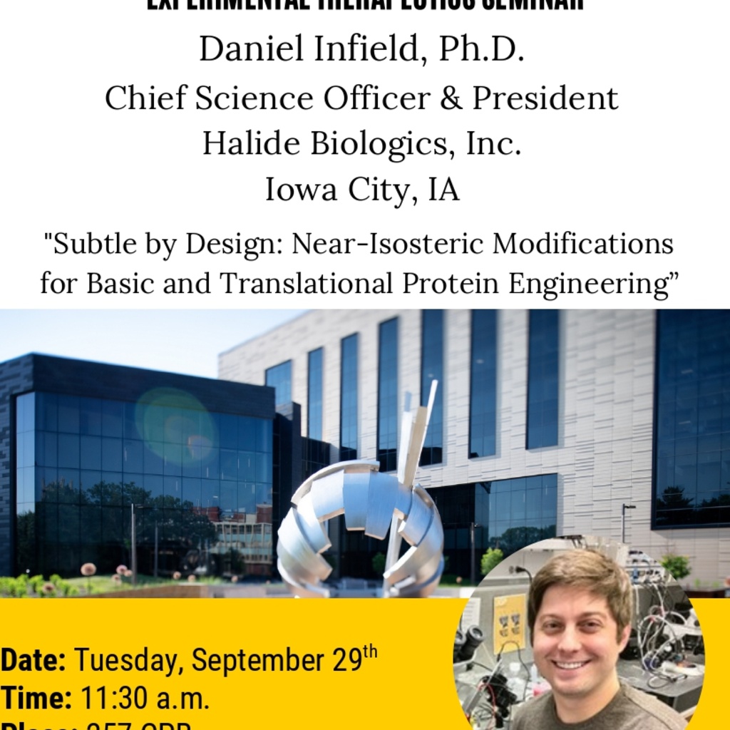 College of Pharmacy PSET Seminar:  Daniel Infield, PhD promotional image