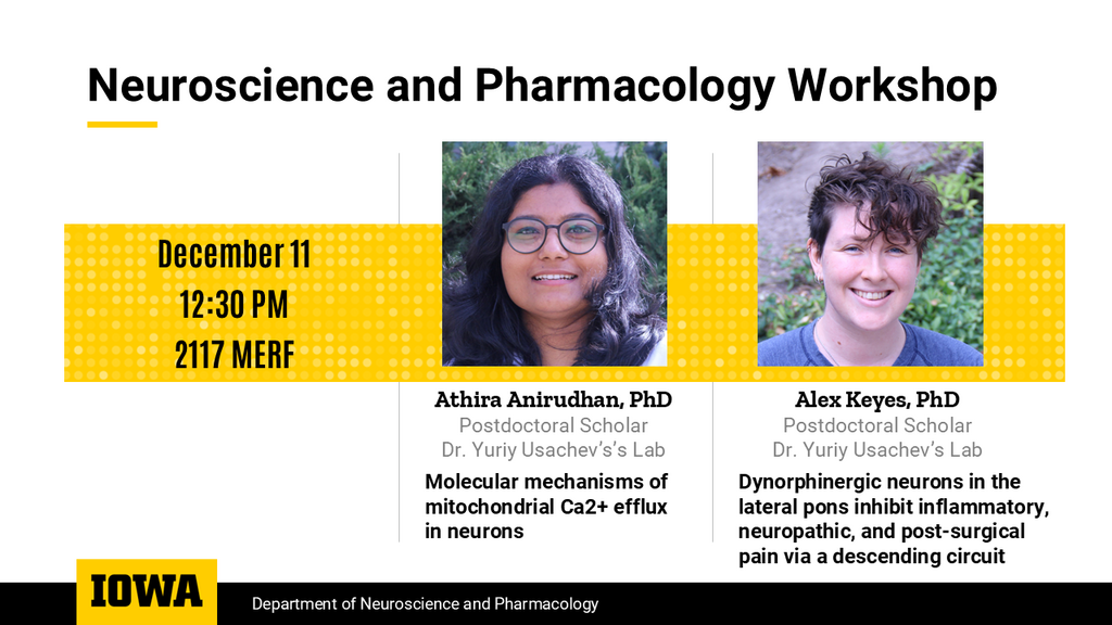 Neuroscience & Pharmacology Workshop - Athira Anirudhan, PhD & Alex Keyes, PhD promotional image